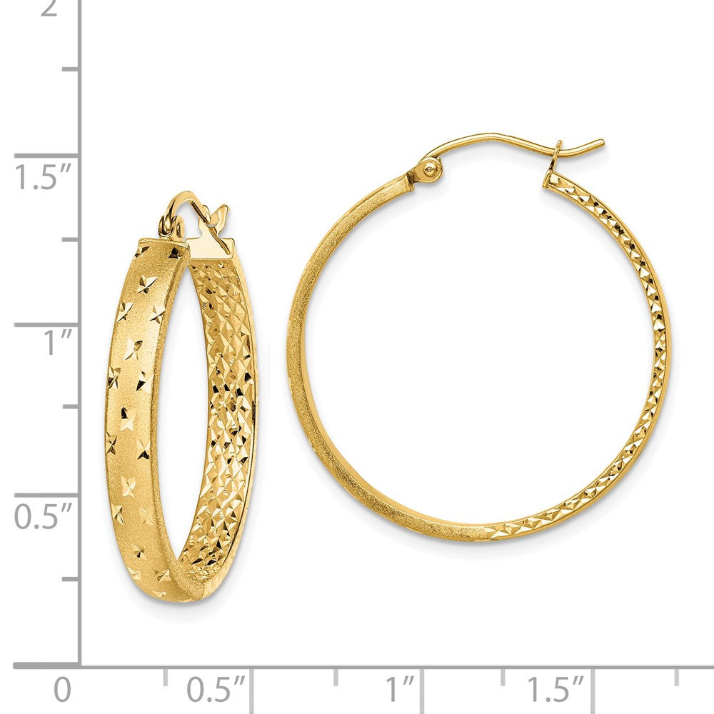 14K Yellow Gold Polished Diamond-Cut In/Out Hoop Earrings