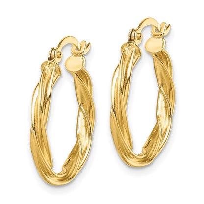 14K Yellow Gold Polished Twisted 2.5mm Hoop Earrings
