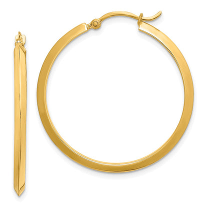 14K Yellow Gold Polished Hoop Earrings