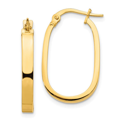 14K Yellow Gold 3X2mm Oval Hoop Earrings
