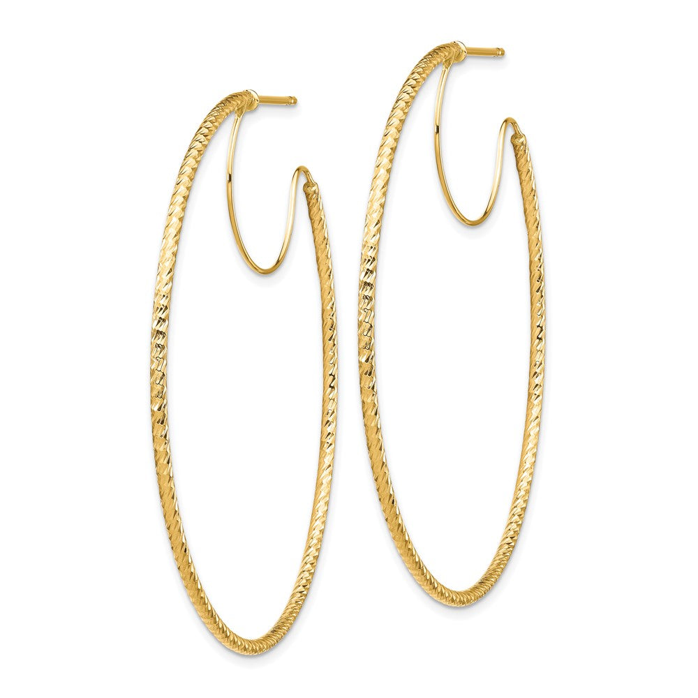 14K Yellow Gold 1.5X50mm D/C With Polished Wire Hoop Earrings