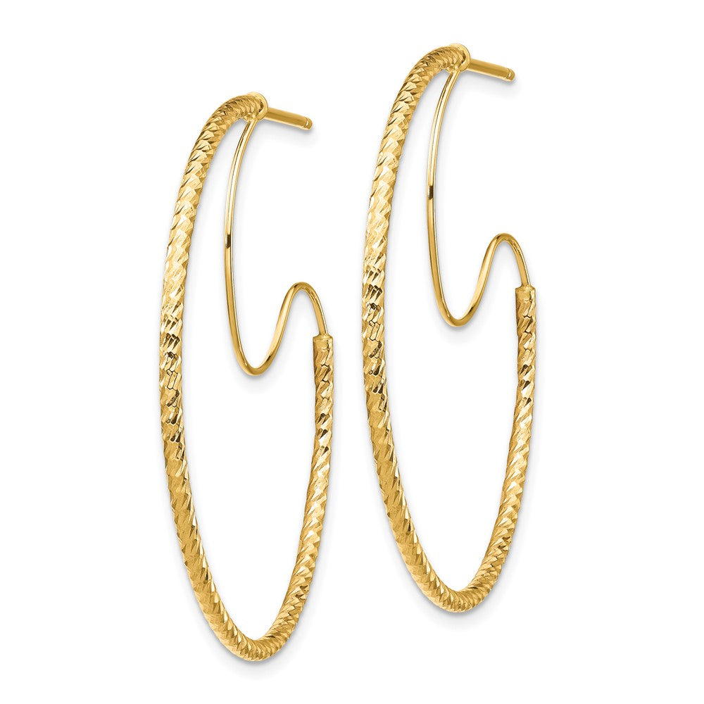 14K Yellow Gold 1.5X35mm D/C With Polished Wire Hoop Earrings