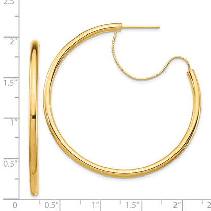 14K Yellow Gold 2.5X40mm Polished With D/C Wire Hoop Earrings