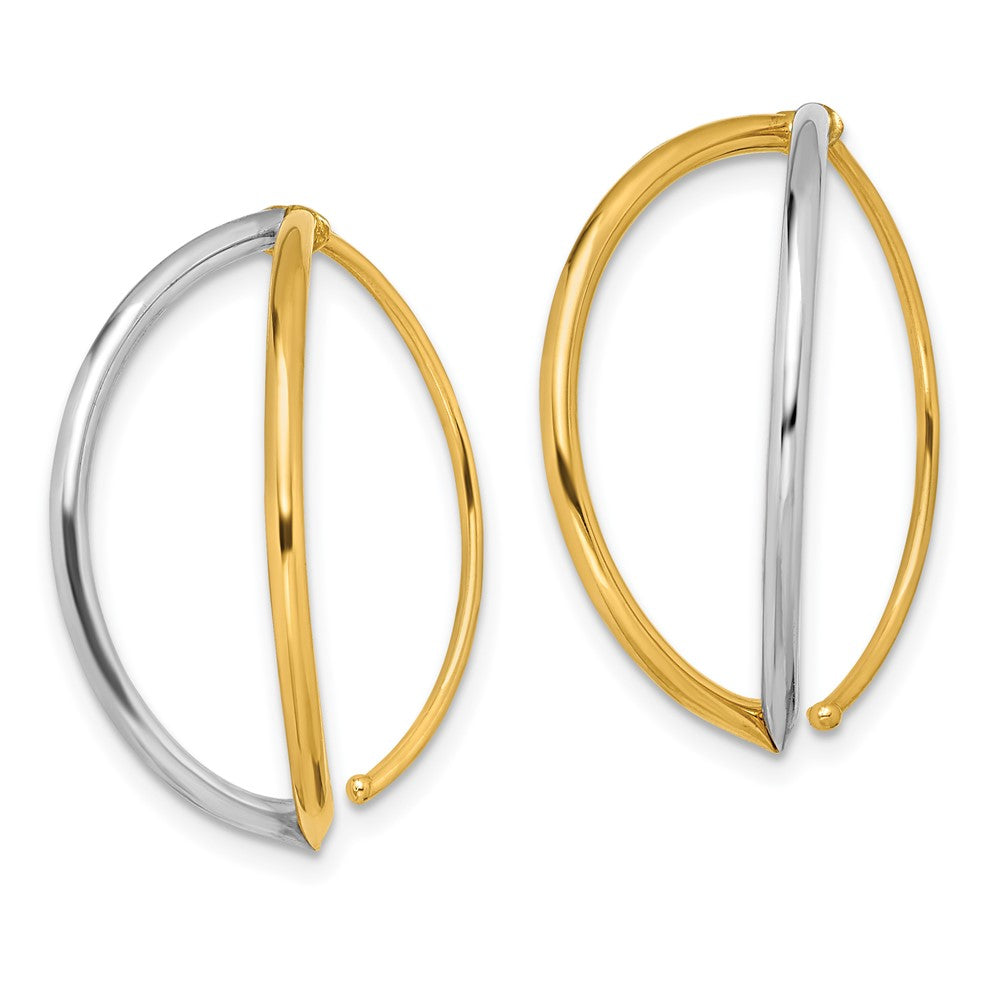 14K Yellow & Rhodium W/Rhodium Dangle Threader Earrings