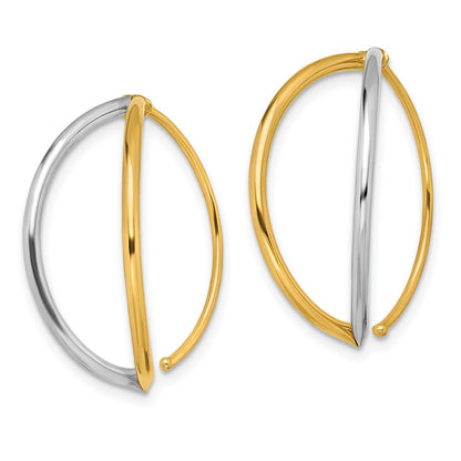 14K Yellow & Rhodium W/Rhodium Dangle Threader Earrings