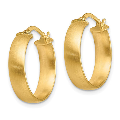 14K Yellow Gold Small 5mm Satin Hoop Earrings
