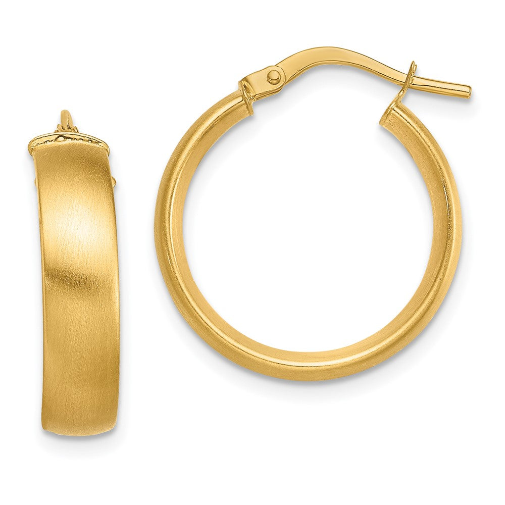 14K Yellow Gold Small 5mm Satin Hoop Earrings