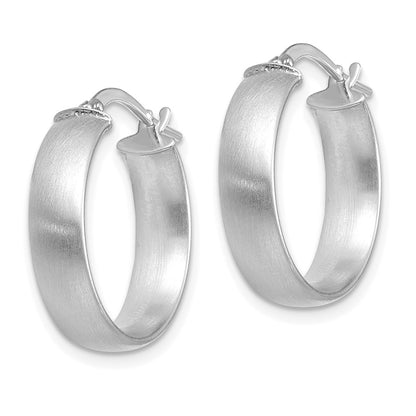 14K White Gold Small 5mm Satin Hoop Earrings