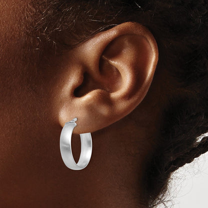 14K White Gold Small 5mm Satin Hoop Earrings