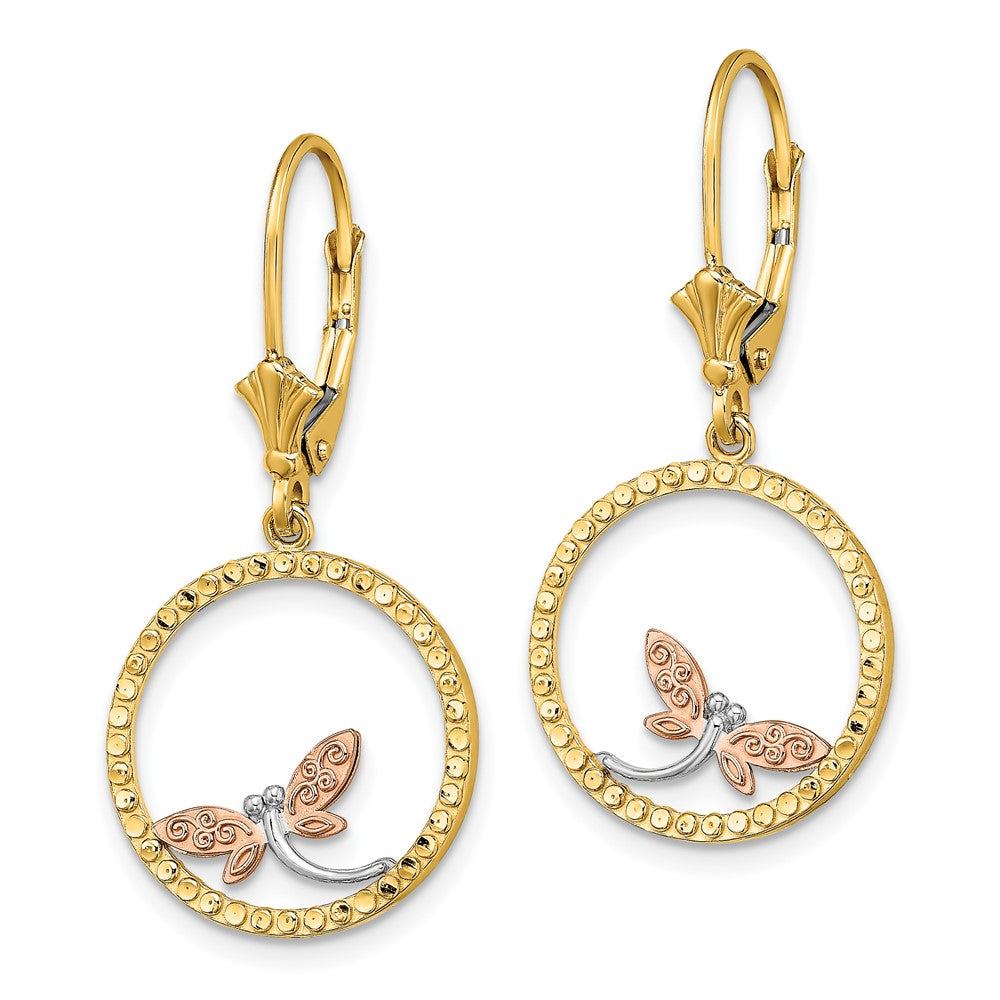14K Two-Tone Two-Tonew/White Rhodium D/C Dragonfly Earrings
