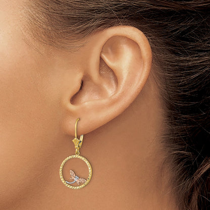 14K Two-Tone Two-Tonew/White Rhodium D/C Dragonfly Earrings