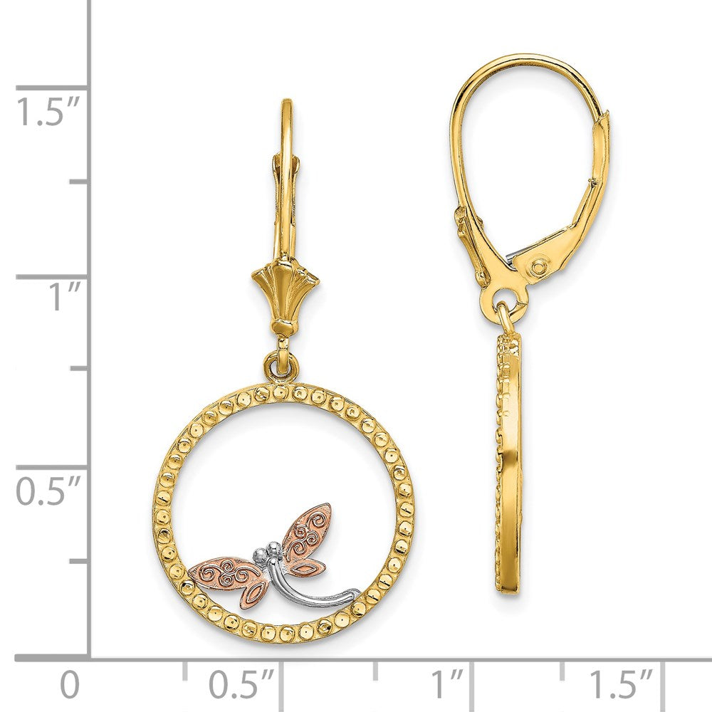 14K Two-Tone Two-Tonew/White Rhodium D/C Dragonfly Earrings