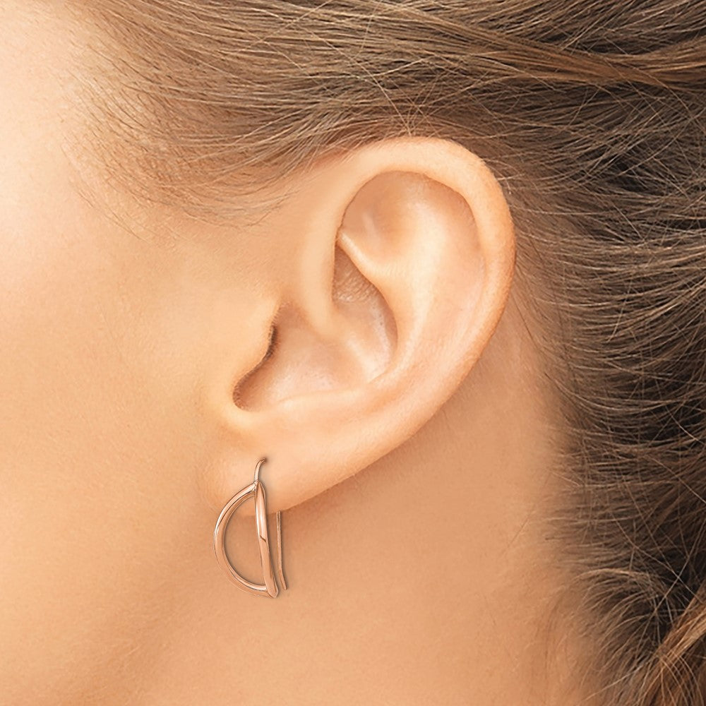 14K Rose Gold Half Circle Wire French Earrings