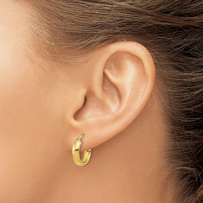 14K Yellow Gold Polished 3.7mm Hoop Earrings