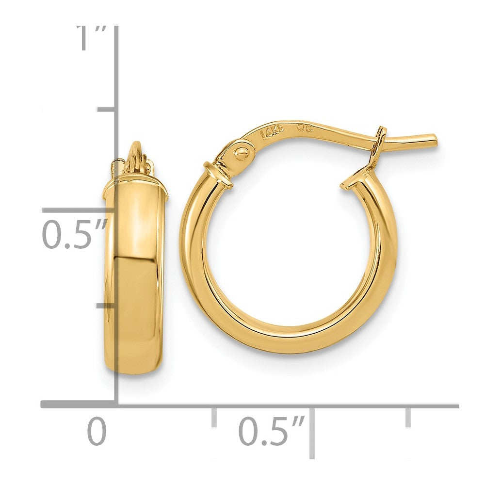 14K Yellow Gold Polished 3.7mm Hoop Earrings
