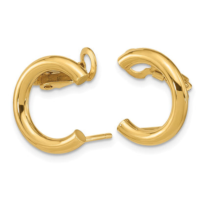 14K Yellow Gold Polished U Shape Clip On & Post Earrings