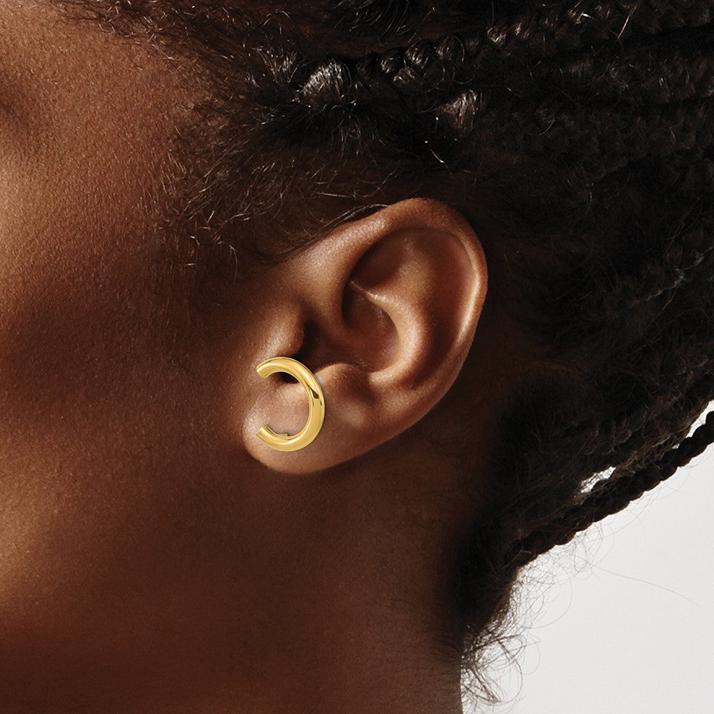 14K Yellow Gold Polished U Shape Clip On & Post Earrings