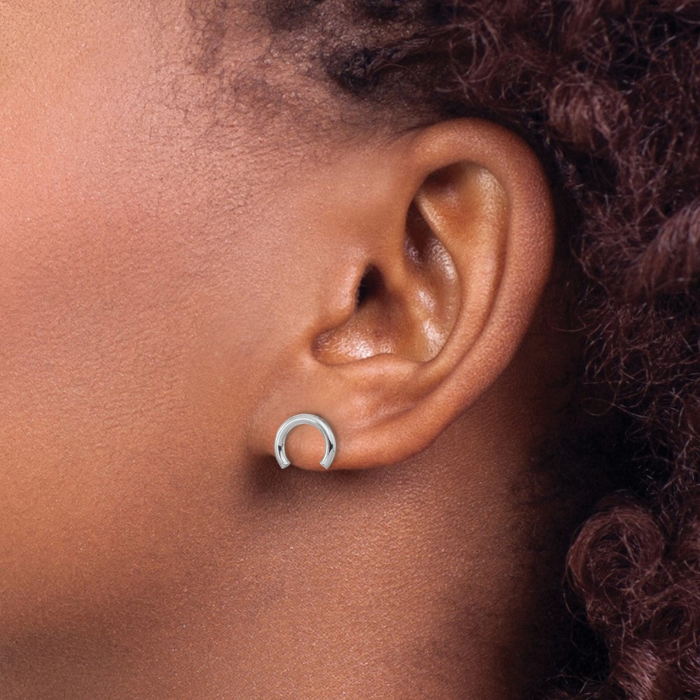 14K White Gold Polished U Shape Tube Post Earrings