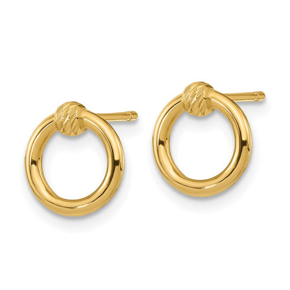 14K Yellow Gold Polished D/C Circle Post Earrings