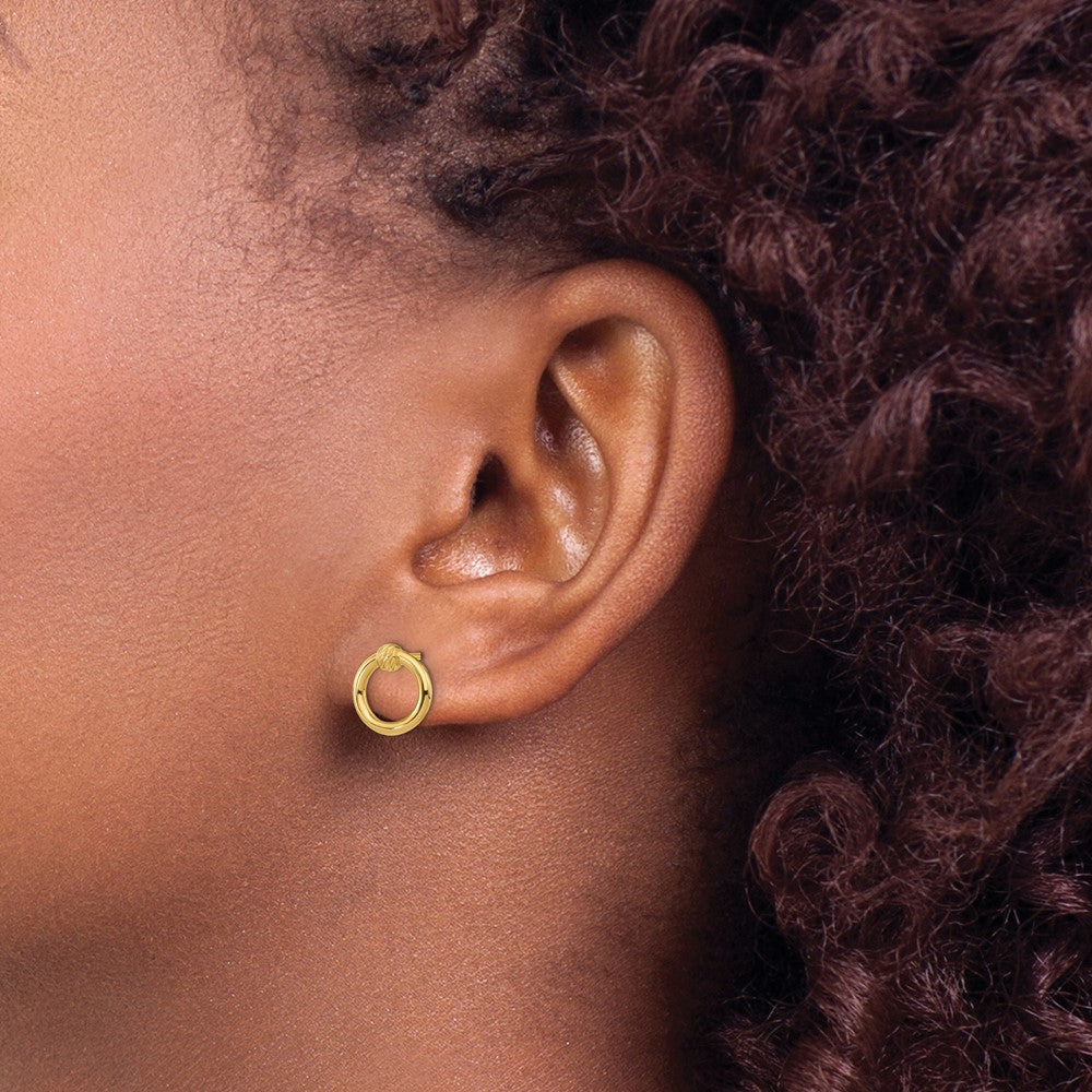 14K Yellow Gold Polished D/C Circle Post Earrings