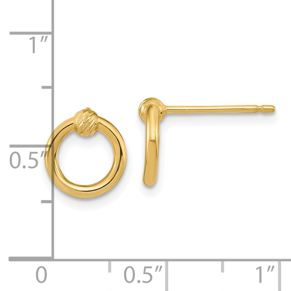 14K Yellow Gold Polished D/C Circle Post Earrings