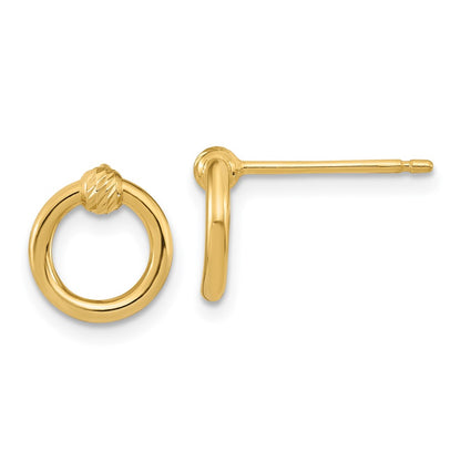 14K Yellow Gold Polished D/C Circle Post Earrings