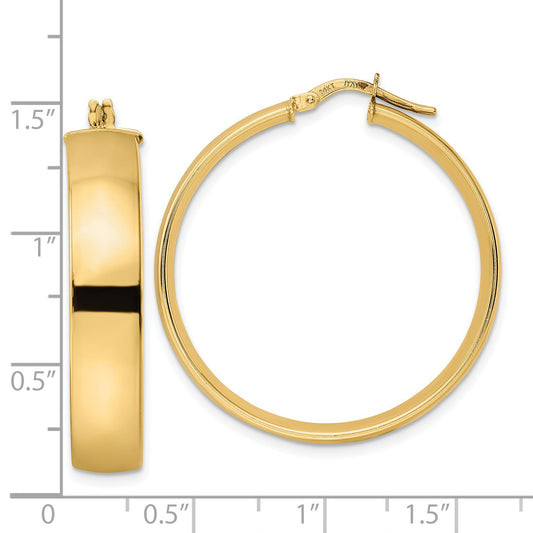 14K Yellow Gold Polished Hoop Earrings