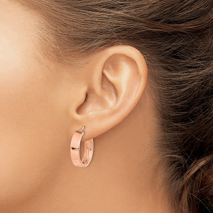 14K Rose Gold Polished And Textured Inside Hoop Earrings