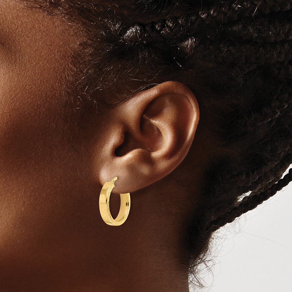 14K Yellow Gold Polished Hoop Earrings