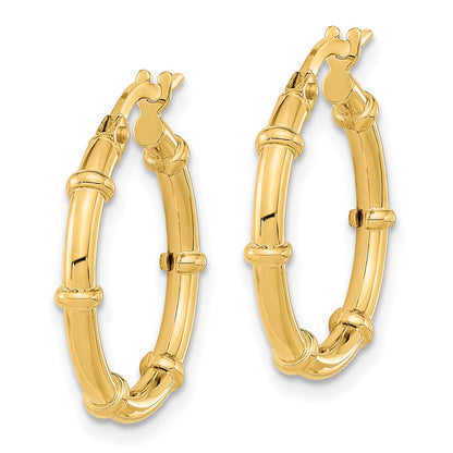 14K Yellow Gold Polished And Fancy Hoop Earrings