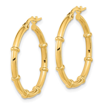 14K Yellow Gold Polished And Fancy Hoop Earrings