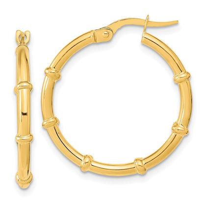14K Yellow Gold Polished And Fancy Hoop Earrings