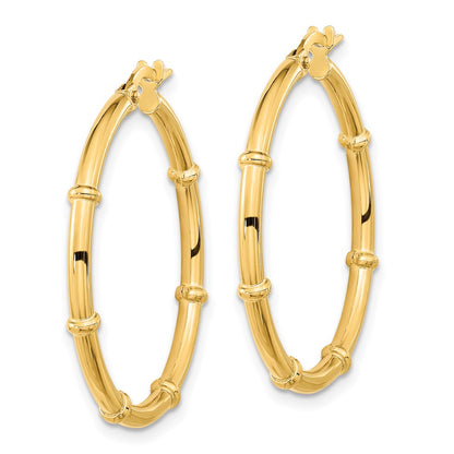 14K Yellow Gold Polished And Fancy Hoop Earrings