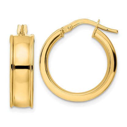 14K Yellow Gold Polished Hoop Earrings