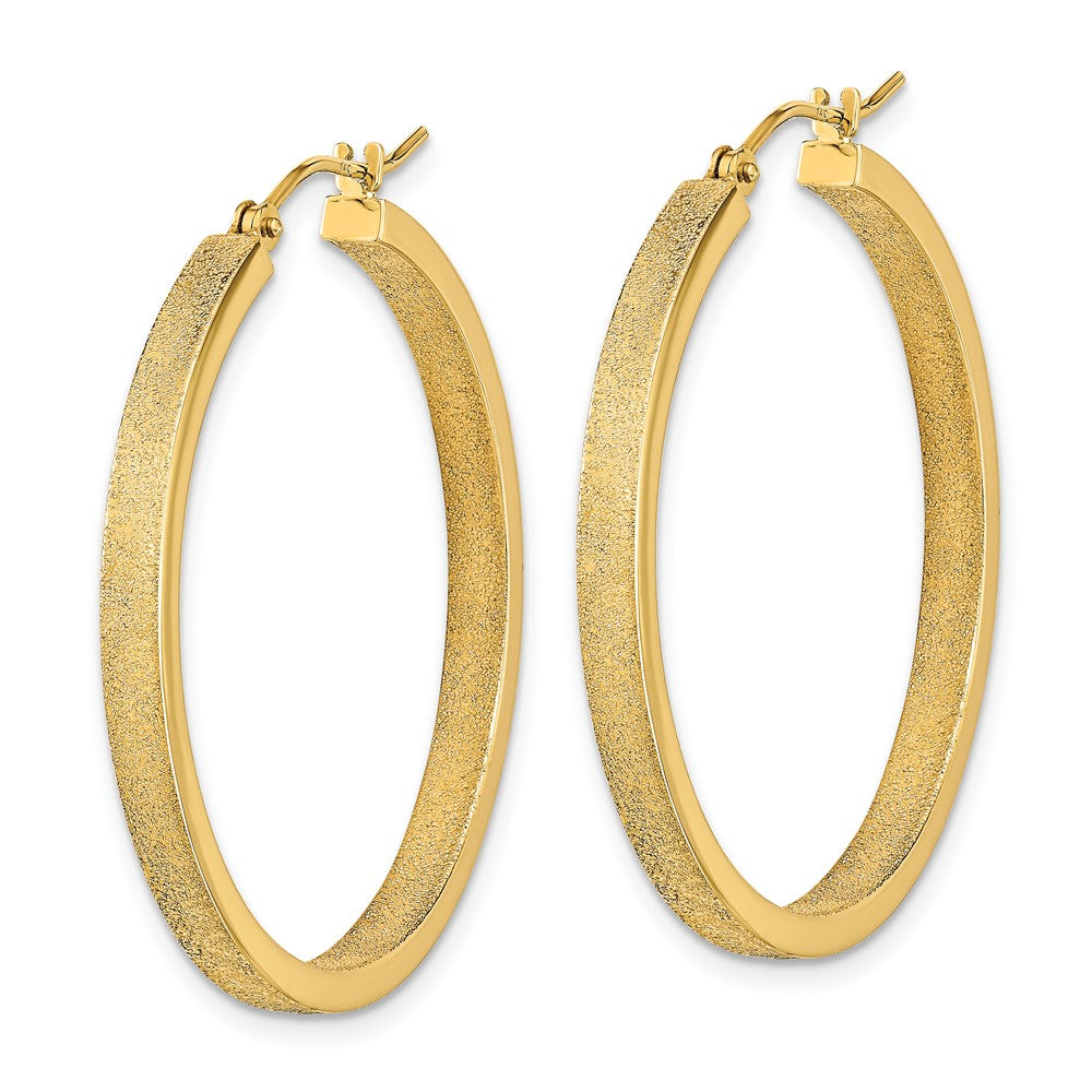 14K Yellow Gold Polished And Brushed Hoop Earrings