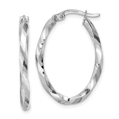14K White Gold Polished 2.5X20X29mm Oval Hoop Earrings