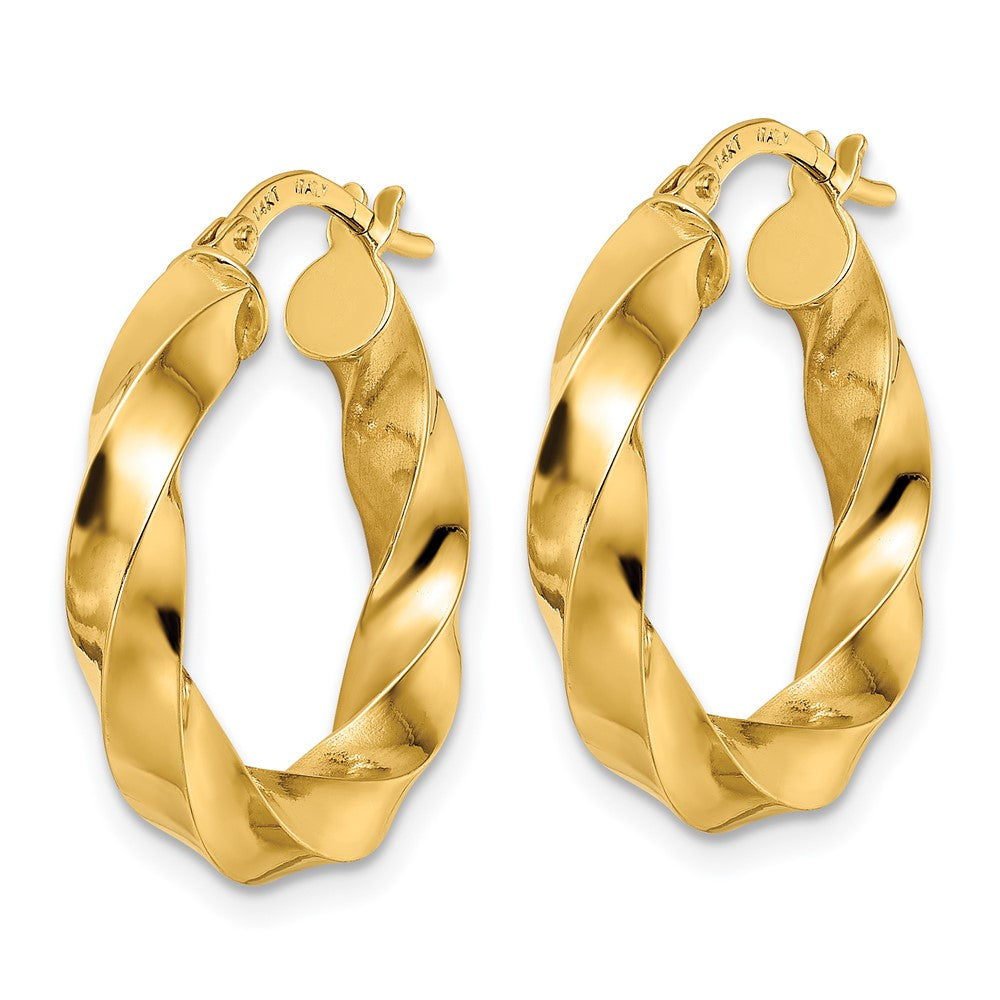 14K Yellow Gold Polished Twisted Hoop Earrings