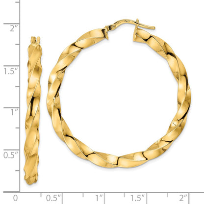 14K Yellow Gold Polished Twisted Hoop Earrings
