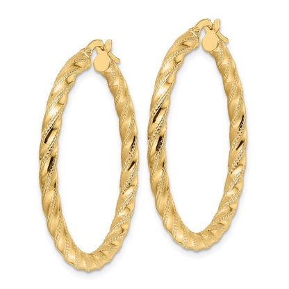 14K Yellow Gold Polished Twisted Hoop Earrings