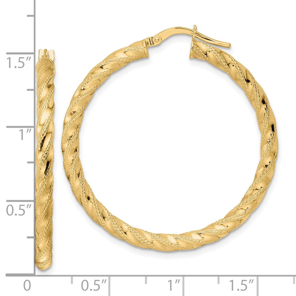 14K Yellow Gold Polished Twisted Hoop Earrings