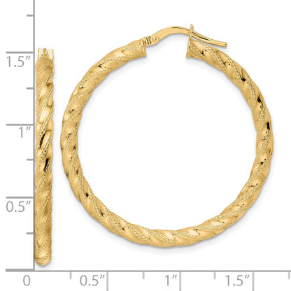 14K Yellow Gold Polished Twisted Hoop Earrings