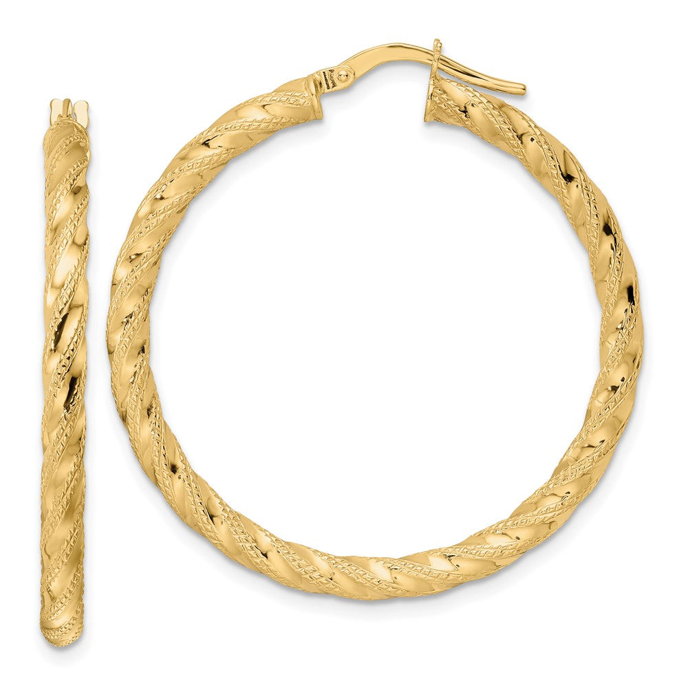 14K Yellow Gold Polished Twisted Hoop Earrings