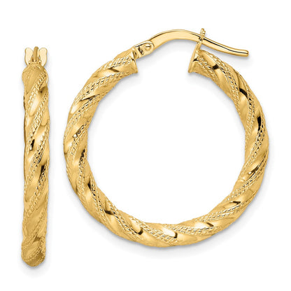 14K Yellow Gold Polished Twisted Hoop Earrings