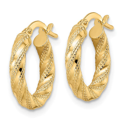 14K Yellow Gold Polished Twisted Hoop Earrings