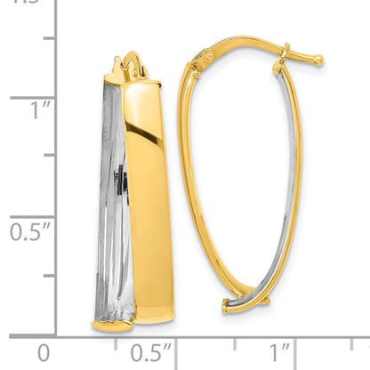 14K Yellow & Rhodium W/White Polished Fancy Hoop Earrings