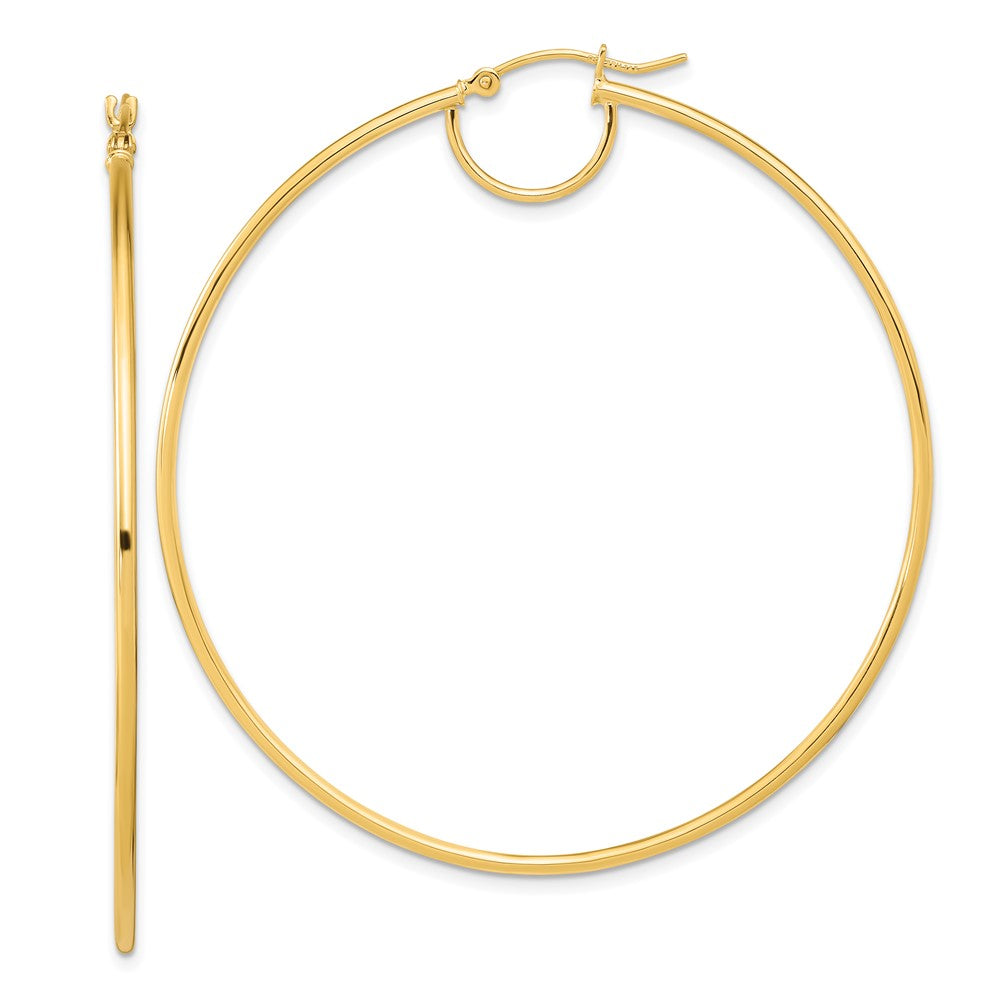 14K Yellow Gold Polished Fancy Hoop Earrings