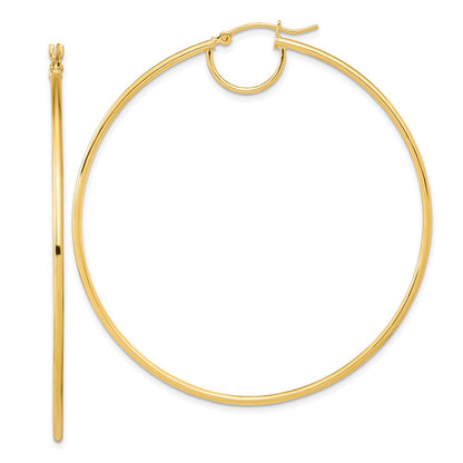 14K Yellow Gold Polished Fancy Hoop Earrings