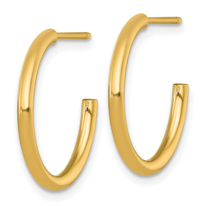 14K Yellow Gold 2.0 X 20mm Polished Post Hoop Earrings
