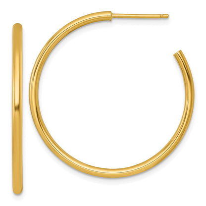 14K Yellow Gold 2.0 X 35mm Polished Post Hoop Earrings