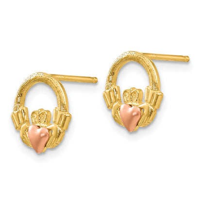 14K Two-Tone Claddagh Post Earrings